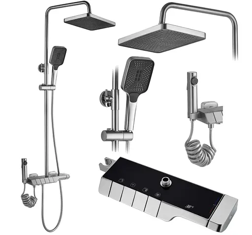 Душовя система Rea Rob з термостатом і виливом nikiel brushed REA-P6624, Нікель - фото 5