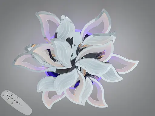 Потолочная LED-люстра «Цветок» хром 225 Вт пульт 40 м² - фото 1