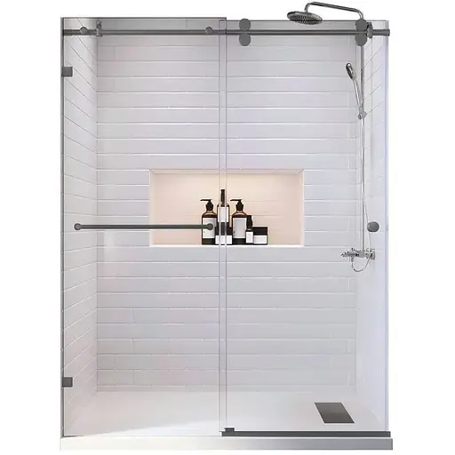 Двері в нішу Koer SR SD06-140x220-TR-07 прозоре скло Easy Clean 8 мм, graphite KR5369, універсальні, прозорий, графіт - фото 1