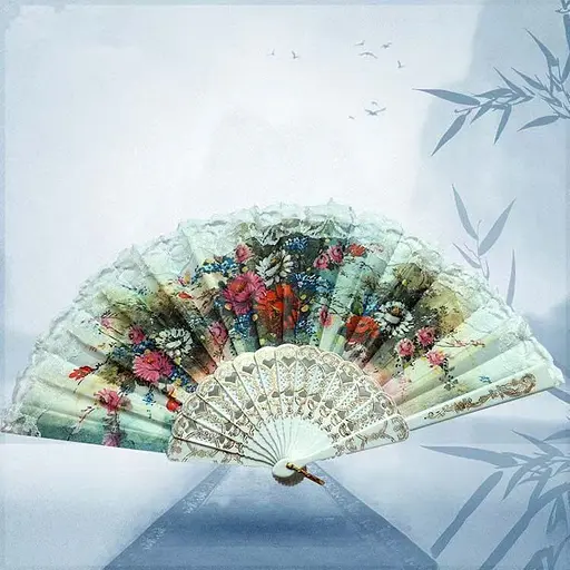 Веер цветы 22.5 см YG0189 (в ассортименте) - фото 2