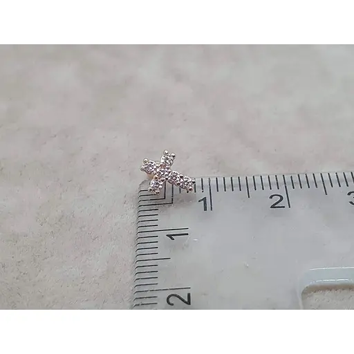 Золотая серьга для пирсинга хеликса Ирий Крестик с фианитами. З40102ШТ - фото 5