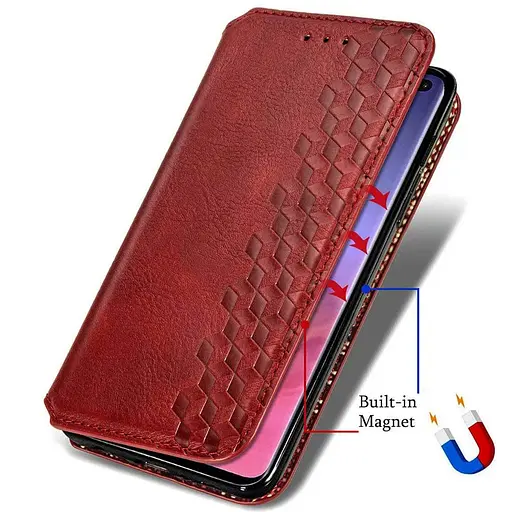 Шкіряний чохол-книжка GETMAN Cubic (PU) для Xiaomi Redmi Note 9s / Note 9 Pro / Note 9 Pro Max Червоний - фото 4