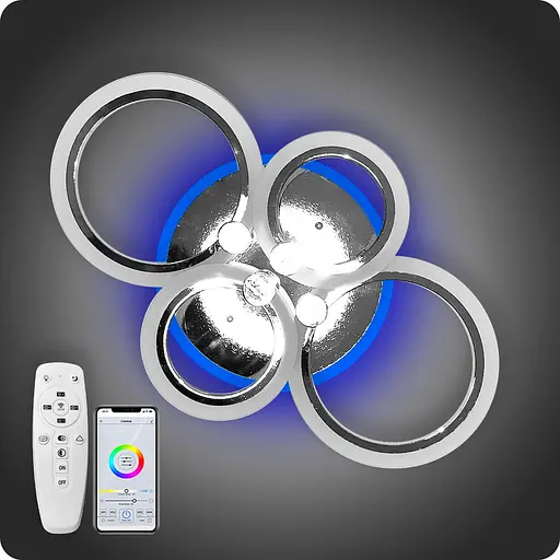 Люстра світлодіодна 517 Dlight 3color з пультом 80Вт Хром (01530) - фото 2