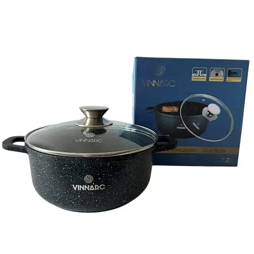 Каструля Vinnarc кругла 20 см 2.3 л вугільно-чорний (BL-0320NS) - фото 5
