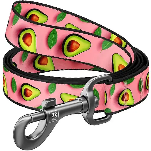Поводок для собак Waudog Nylon нейлоновый, рисунок "Авокадо на розовом", M