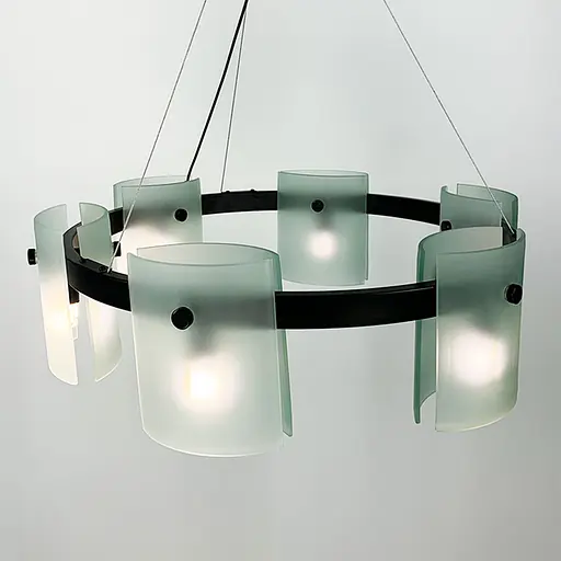 Люстра-кольцо в черном корпусе с матовыми пластинами Ø60 см Ст. D 3903/6 BK+WT | Line F - фото 4