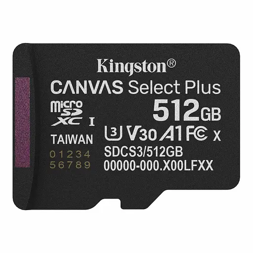 Карта пам`яті MicroSDXC 512GB UHS-I Class 10 Kingston Canvas Select Plus R150MB/s (SDCS3/512GBSP) - фото 1