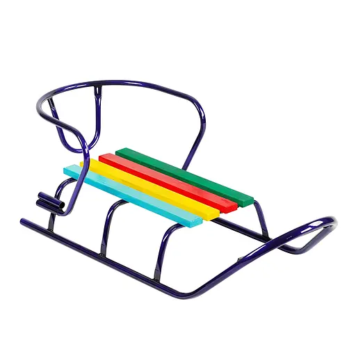 Санки детские "Люкс Классик" без ручки, с круглыми полозьями, прочная металлическая рама, синие