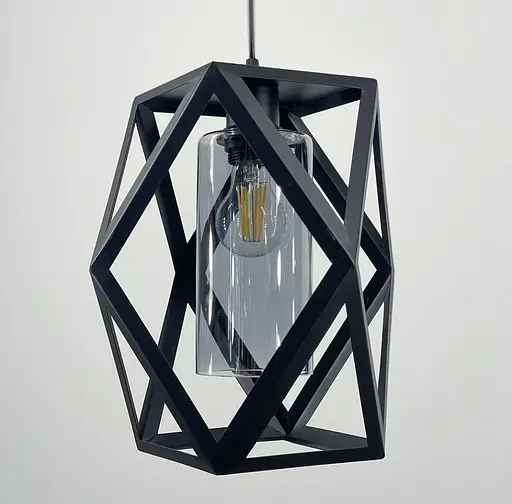 Світильник в геометричному металевому корпусі Line.F Колір плафона Янтарний - фото 3