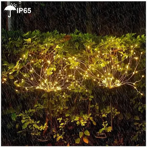 Світильник газонний Solar Феєрверк на сонячній батареї 180 світлодіодів 50 ліній теплий білий 2 шт. - фото 4