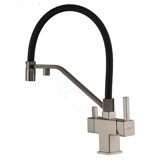 Смеситель для кухни на две воды с гибким изливом Koer KB-72036-02 KR5813, Нержавеющая сталь - фото 1