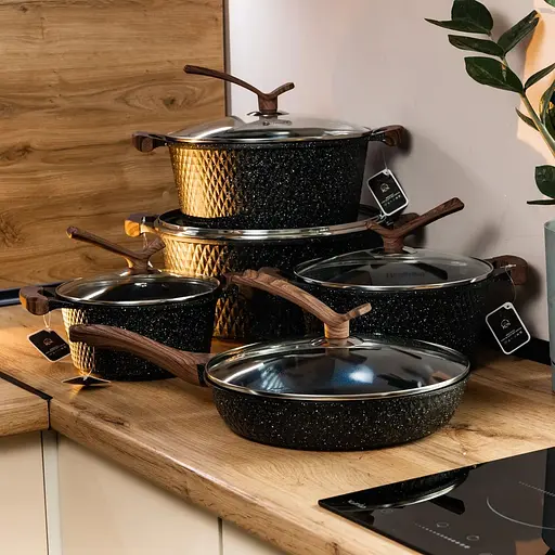 Набір посуду Haus Roland з антипригарним покриттям 5 предметів 12/8/5,4//4,3/3,1 л чорний HP33528B - фото 6