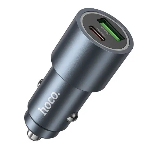 Автомобільний зарядний пристрій HOCO Z60 Bloom 48W dual-port PD30W+QC3.0 multi-protocol car charger чорний - фото 1