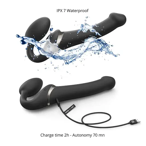 Безремневий вібрострапон Strap-On-Me Multi Orgasm Black S регульований із вакуумною стимуляцією - фото 4