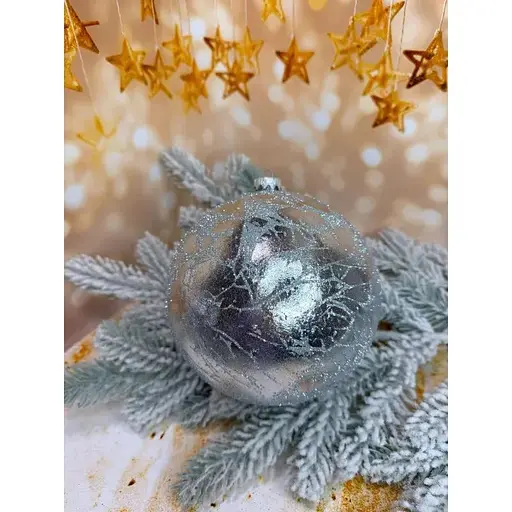 Новорічна куля Ретро 150 мм велика Срібло - фото 1