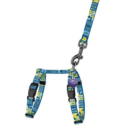 Шлея з повідцем для котів та дрібних собак Барксі Urban патріотична розмір XS Мрія