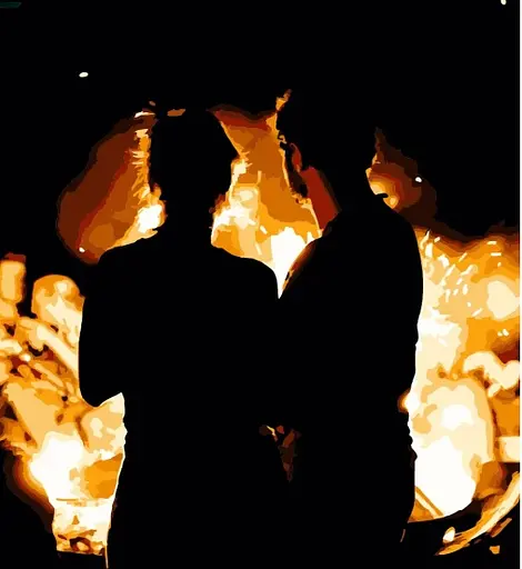 Набір для розпису по номерах Силуети в вогні, Strateg, 40x40 см, SK027