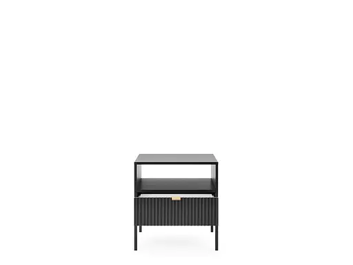 Тумба приліжкова Perfect Home Нова / Nova з 1 шухлядою і чорними ніжками S54 Чорний (PFH-091251) - фото 2