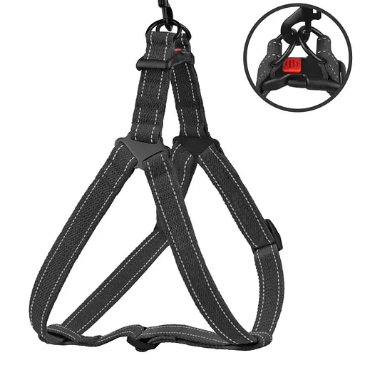 Шлея для собак Barksi Cotton Стандарт Рефлекторна S 40-53х1.6 см графіт - фото 4