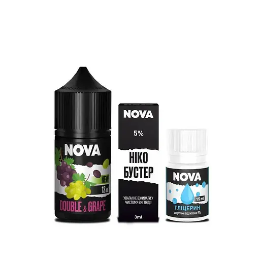 Набор компонентов для самозамеса солевой заправки Nova 30 мл DOUBLE GRAPE Виноград, 0-50 мг (18078) - фото 2