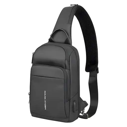 Рюкзак на одне плече Mark Ryden MiniMax MR7618 з ортопедичною спинкою та USB-портом (Чорний)
