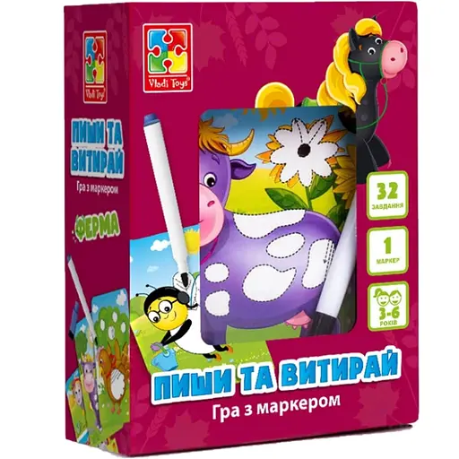 Игра настольная Vladi Toys Пиши и вытирай Ферма (VT5010-19) - фото 1