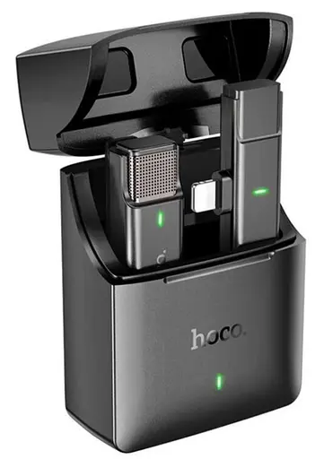 Бездротовий петличний мікрофон із зарядним кейсом Hoco S31 Lightning Темно-сірий - фото 2