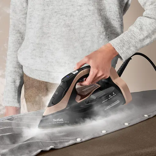 Tefal Праска Ultimate Power Pro, 3200Вт, 350мл, паровий удар -300гр, постійна пара - 85гр, керам. підошва, чорно-золотий - фото 4