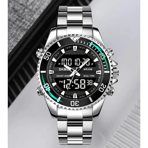 Тактические водостойкие кварцевые часы Skmei Daytona silvery - фото 3