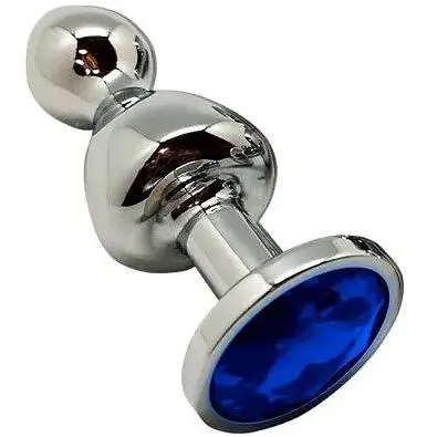 Металлическая анальная пробка Wooomy Lollypop Double Ball Metal Plug Blue S