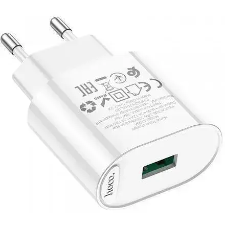 Зарядное устройство блок адаптер Hoco C109A Fighter 1USB 18 вт белое - фото 1
