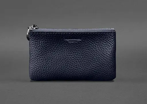 Кожаная монетница / мини-косметичка 3.0 синяя флотарь - фото 1