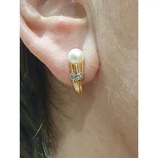 Золотые серьги с бриллиантами и жемчугом. EP17085К - фото 6