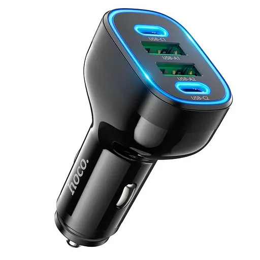 Адаптер автомобильный HOCO Guide car charger NZ11 2 USB 2Type-C 72W черный - фото 1