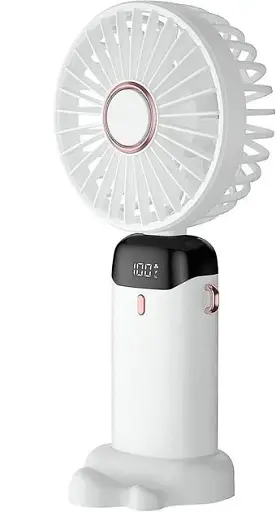 Вентилятор N15, аккумуляторный, 1800mAh, портативный, ручной, с подставкой под телефон, Type-C, 2.5W, 3.5-7h, White - фото 3