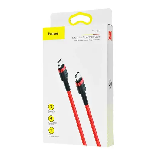Кабель Baseus Cafule USB Cable Type-C-Type-C 3A 1m Red - фото 2
