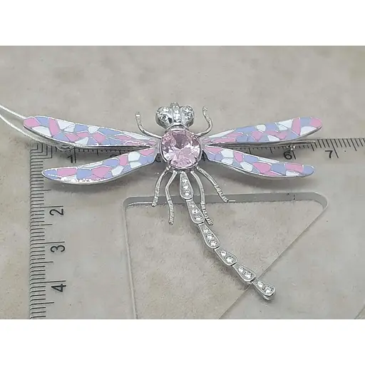 Серебряная брошь Vegas Стрекоза с фианитами и эмалью. 70001Р Розовый - фото 5