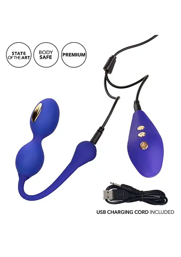 Вагінальні кульки CalExotics E-stim Dual Kegel Exerciser, 19.7 см, фіолетовий - фото 11