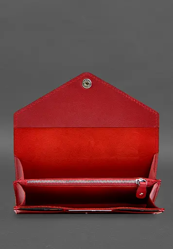 Кожаный клатч (портмоне) на кнопке 5.0 красный краст - фото 5