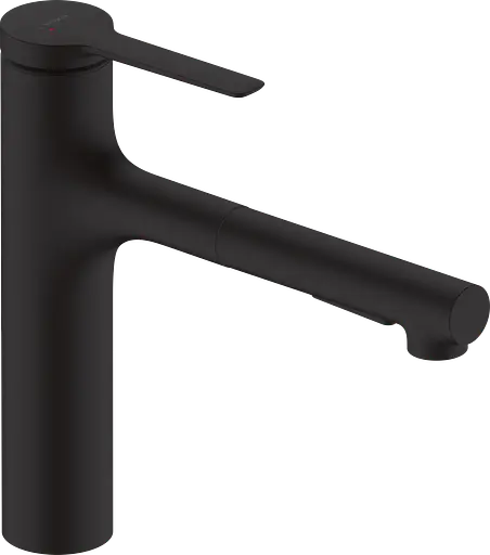 Змішувач Hansgrohe Zesis M33 160 2jet кухонний з витяжним виливом 74801670 Matt Black Чорний матовий - фото 1