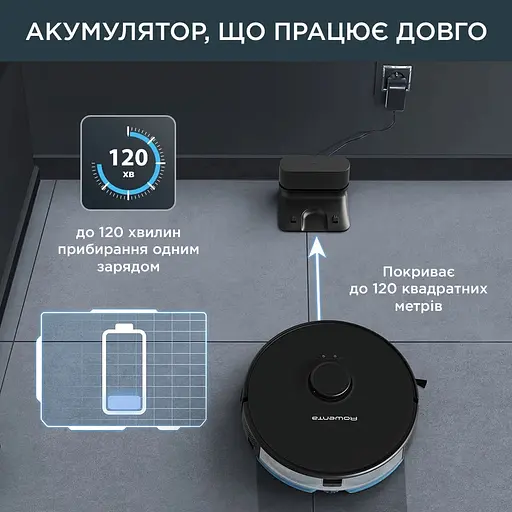 Робот-пылесос Rowenta X-Plorer Serie 75 влажная уборка автон. работа до 120 мин НЕРА управление через смартфон черный - фото 6