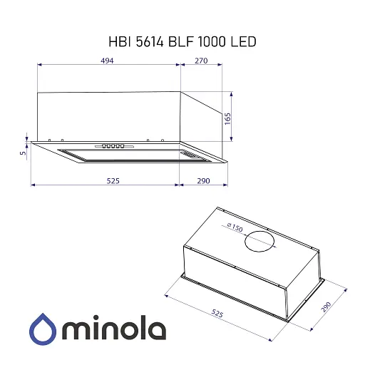 Полновстроенная вытяжка Минола HBI 5614 BLF 1000 LED - фото 10
