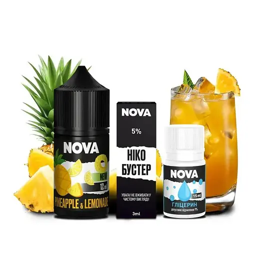 Набор компонентов для самозамеса солевой заправки Nova 30 мл PINEAPPLE LEMONADE Лимонад с Ананасом, 0-50 мг (18080)