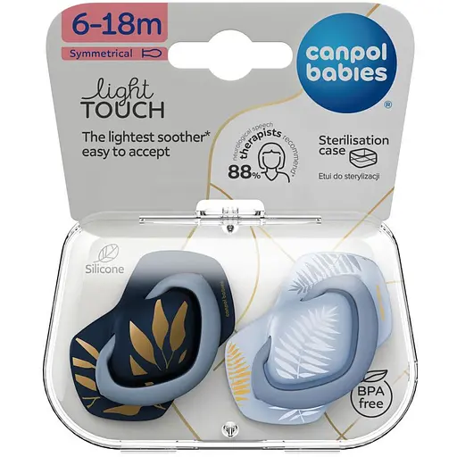 Пустушка Canpol babies Gold силіконова симетрична 6-18 міс. 2 шт. синя з блакитним (22/665_blu)