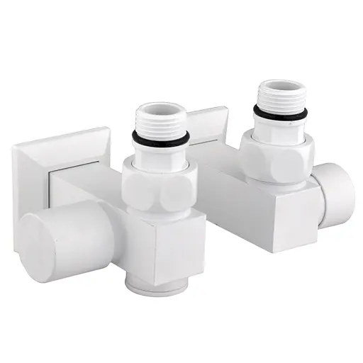 Кран вентильный угловой с американкой Solomon LUX 1/2″Cube White 8888_ТЕН (1уп) - фото 1
