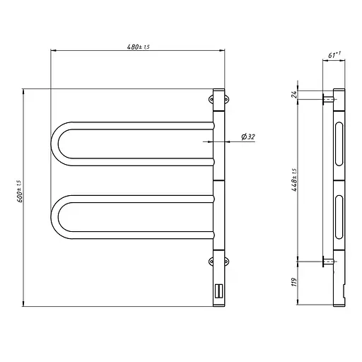 Електрична рушникосушка Navin Fouette 480x600 Sensor з таймером, біла 12-112033-4860, Білий матовий, Електронний - фото 2