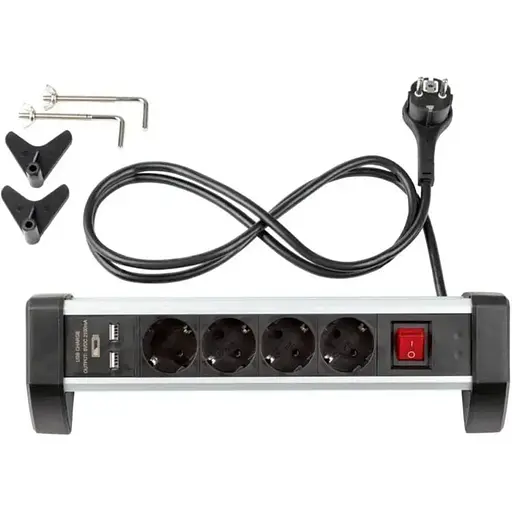 Сетной удлинитель Silver Crest переноска USB CHARGE на 4 розетки 1,5 м с креплениями - фото 1