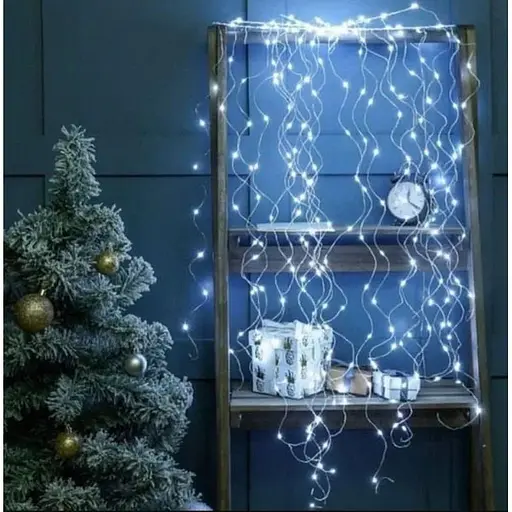 Новогодняя конусная гирлянда 3 м 20 нитей 600 LED лампочек Белый - фото 1