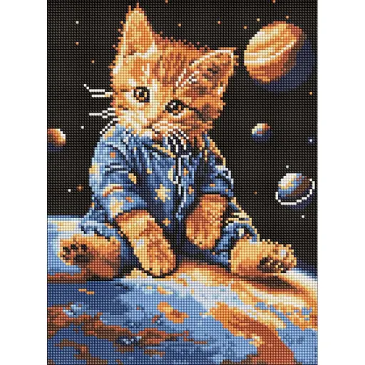 Алмазная мозаика Звездный котик AMO8167, 30x40 см