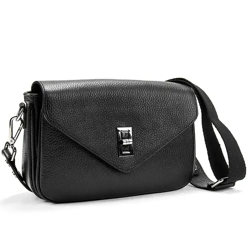 Кроссбоди кожаное черное на замочке Firenze Italy F-IT-9555A